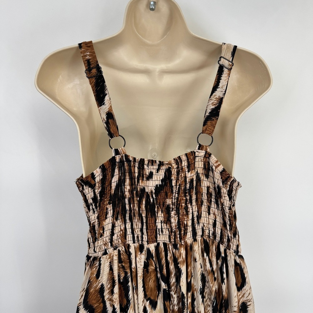 Y2K Shoreline Leopard Print Maxi Dress Embellished Womens L/XL Brown Mob Wife - Picture 7 of 15
